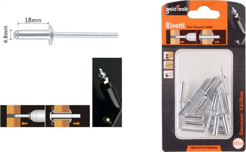Set 11pz Rivetti Rivetto 4.8x18mm Accessori Bricolage Ferramenta Fai Da Te 90823 Fai da te/Ferramenta/Chiodi viti ed elementi di fissaggio/Rivetti/Rivetti pieni Trade Shop italia - Napoli, Commerciovirtuoso.it
