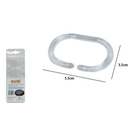 Set 12 Anelli Gancio Per Tenda Doccia Bagno Trasparenti In Plastica Box Doccia 52148