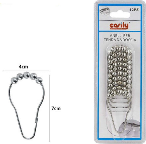Set 12 Anelli Gancio Tenda Doccia Metallo Con Perline Bagno Box Doccia 59777 Casa e cucina/Bagno/Accessori per il bagno/Tende da doccia binari e ganci/Anelli Trade Shop italia - Napoli, Commerciovirtuoso.it
