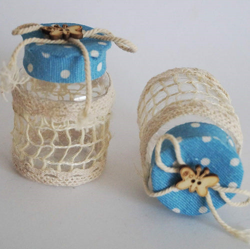 Set 12 Bomboniera Bomboniere Barattolo Azzurro Pois 4x6.5cm Portaconfetti Casa e cucina/Hobby creativi/Materiali per hobby creativi/Forniture per feste/Bomboniere Trade Shop italia - Napoli, Commerciovirtuoso.it