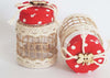Set-12-Bomboniera-Bomboniere-Barattolo-Rosso-Pois-4x6.5cm-Farfalla-Portaconfetti