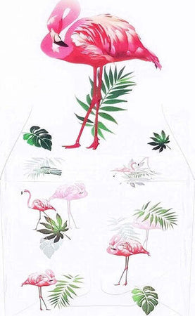 Set-12-Bomboniera-Bomboniere-Scatola-Fenicottero-Trasparente-Portaconfetti