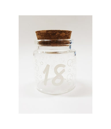 Set 12 Bomboniere Ampolla 18 Anni Compleanno Vetro Tappo Sughero Porta Confetti