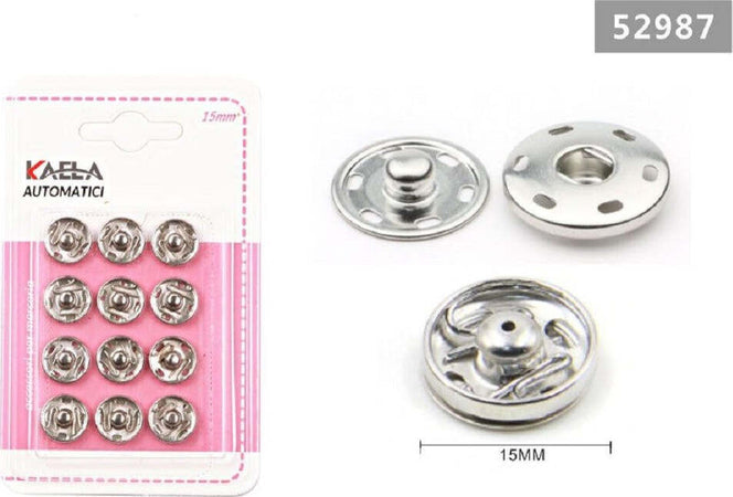 Set 12 Paia Di Bottoni Automatici A Pressione Ø 15 Mm Accessori Per Cucito 52987 Casa e cucina/Hobby creativi/Cucito/Articoli di merceria/Bottoni automatici Trade Shop italia - Napoli, Commerciovirtuoso.it