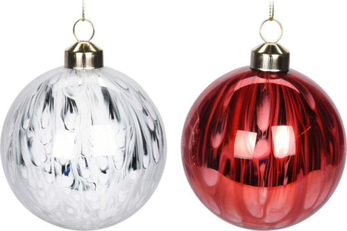 Set 12 Palline per albero di natale in vetro Bianco e Rosso pendaglio Tinta Unita Ø 8 cm Casa e cucina/Decorazioni per interni/Addobbi e decorazioni per ricorrenze/Decorazioni natalizie/Addobbi e decorazioni/Palle e palline MagiediNatale.it - Altamura, Commerciovirtuoso.it