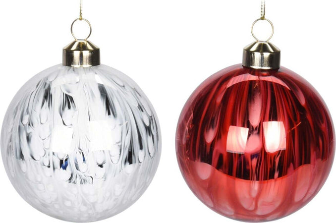 Set 12 Palline per albero di natale in vetro Bianco e Rosso pendaglio Tinta Unita Ø 8 cm Casa e cucina/Decorazioni per interni/Addobbi e decorazioni per ricorrenze/Decorazioni natalizie/Addobbi e decorazioni/Palle e palline MagiediNatale.it - Altamura, Commerciovirtuoso.it