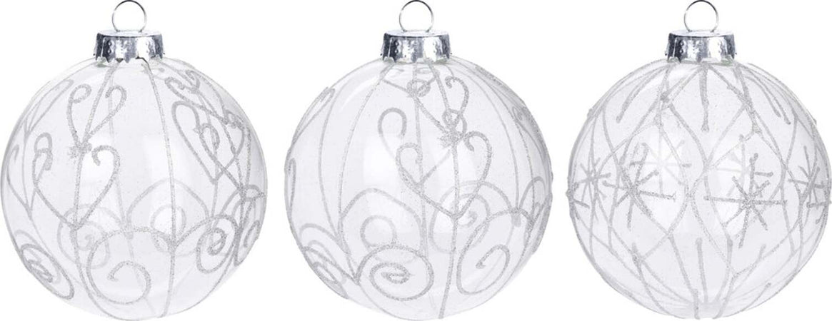 Set 12 Palline per albero di natale in vetro Bianco Trasparente Tinta Unita Ø 10 cm Casa e cucina/Decorazioni per interni/Addobbi e decorazioni per ricorrenze/Decorazioni natalizie/Addobbi e decorazioni/Palle e palline MagiediNatale.it - Altamura, Commerciovirtuoso.it