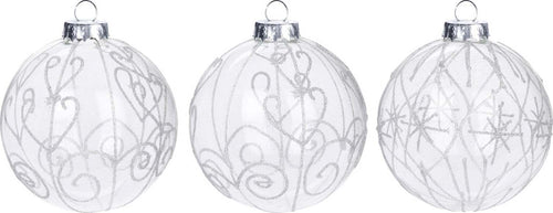 Set 12 Palline per albero di natale in vetro Bianco Trasparente Tinta Unita Ø 10 cm Casa e cucina/Decorazioni per interni/Addobbi e decorazioni per ricorrenze/Decorazioni natalizie/Addobbi e decorazioni/Palle e palline MagiediNatale.it - Altamura, Commerciovirtuoso.it