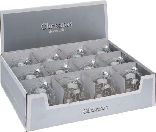 Set 12 Palline per albero di natale in vetro Bianco Trasparente Tinta Unita Ø 10 cm Casa e cucina/Decorazioni per interni/Addobbi e decorazioni per ricorrenze/Decorazioni natalizie/Addobbi e decorazioni/Palle e palline MagiediNatale.it - Altamura, Commerciovirtuoso.it