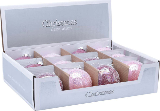 Set 12 Palline per albero di natale in vetro Frozen Rosa Tinta Unita Ø 8 cm Casa e cucina/Decorazioni per interni/Addobbi e decorazioni per ricorrenze/Decorazioni natalizie/Addobbi e decorazioni/Palle e palline MagiediNatale.it - Altamura, Commerciovirtuoso.it