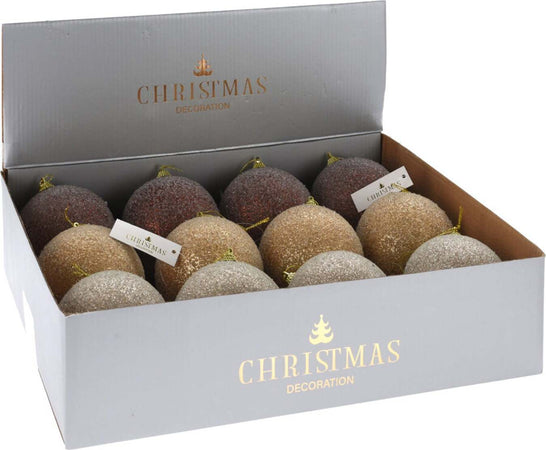 Set 12 Palline per albero di natale in vetro Marrone e Oro con Perline Tinta Unita Ø 10 cm Casa e cucina/Decorazioni per interni/Addobbi e decorazioni per ricorrenze/Decorazioni natalizie/Addobbi e decorazioni/Palle e palline MagiediNatale.it - Altamura, Commerciovirtuoso.it