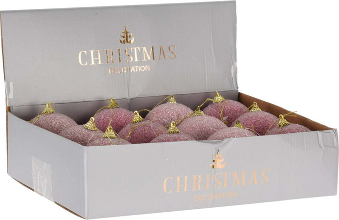 Set 12 Palline per albero di natale in vetro Rosa con Perline Tinta Unita Ø 8 cm Casa e cucina/Decorazioni per interni/Addobbi e decorazioni per ricorrenze/Decorazioni natalizie/Addobbi e decorazioni/Palle e palline MagiediNatale.it - Altamura, Commerciovirtuoso.it