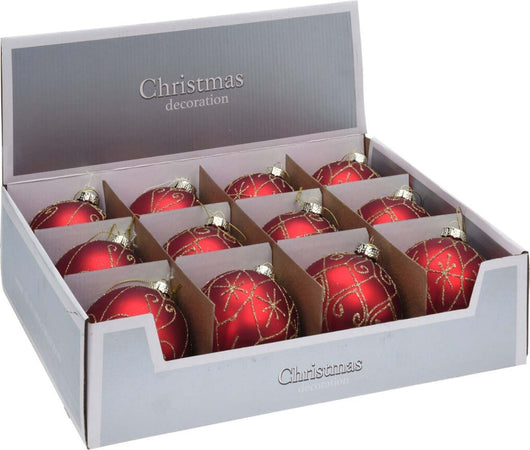Set 12 Palline per albero di natale in vetro Rosso Tinta Unita Ø 10 cm Casa e cucina/Decorazioni per interni/Addobbi e decorazioni per ricorrenze/Decorazioni natalizie/Addobbi e decorazioni/Palle e palline MagiediNatale.it - Altamura, Commerciovirtuoso.it