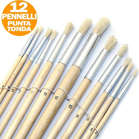 Set 12 Pennelli Pennello Punta Tonda Manico Legno Lungo Pittura Arte Decoupage Casa, arredamento e bricolage > Hobby e collezionismo > Disegno e Pittura Trade Shop italia - Napoli, Commerciovirtuoso.it
