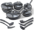 Set 12 Pentole Dg Bavaria Batteria Pentole Da Cucina in Pietra Lavica Grigio 21 Padelle Pezzi Con Coperchi, Manici E Accessori Casa e cucina/Pentole padelle e pirofile/Pentole e padelle/Set/Set di pentole e padelle Puleo Casa - Palermo, Commerciovirtuoso.it