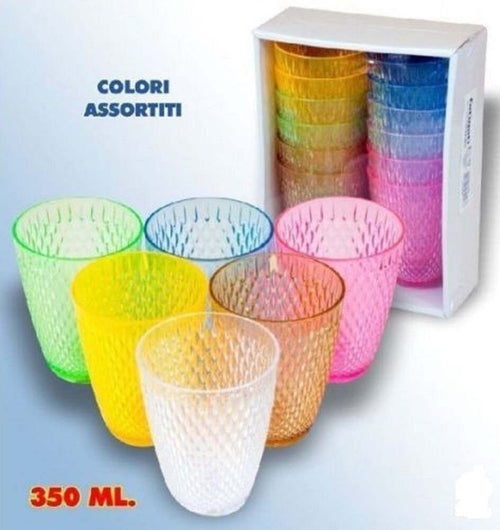 Set 12 Pezzi Bicchieri In Plastica Colorata Decorata 350 Ml Casa e cucina/Stoviglie/Bicchieri e cristalli/Calici da acqua Trade Shop italia - Napoli, Commerciovirtuoso.it