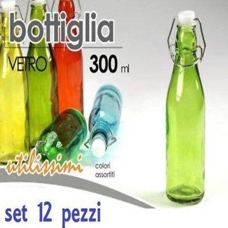 Set 12 Pezzi Bottiglie Bottigline Vetro Colorato Con Tappo 300ml Casa e cucina/Stoviglie/Bicchieri e cristalli/Brocche carraffe e decanter/Brocche e caraffe Trade Shop italia - Napoli, Commerciovirtuoso.it