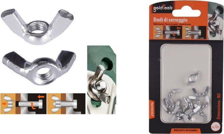 Set 12 Pezzi Dadi Di Serraggio Dado Con Alette Filettatura M5 Fissaggio 93327 Fai da te/Ferramenta/Chiodi viti ed elementi di fissaggio/Kit di bulloni e dadi Trade Shop italia - Napoli, Commerciovirtuoso.it