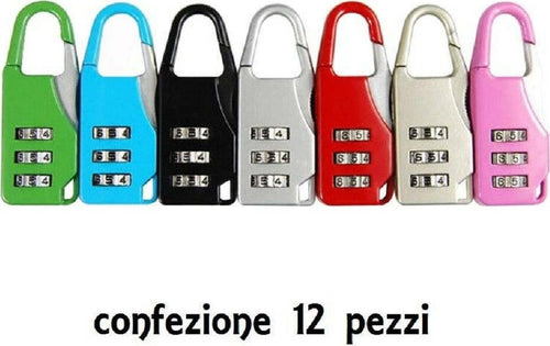 Set 12 Pezzi Lucchetto A Combinazione Resettabile 3 Cifre Valigia Bagaglio Casa, arredamento e bricolage > Sicurezza e Antifurti > Lucchetti e Serrature Trade Shop italia - Napoli, Commerciovirtuoso.it