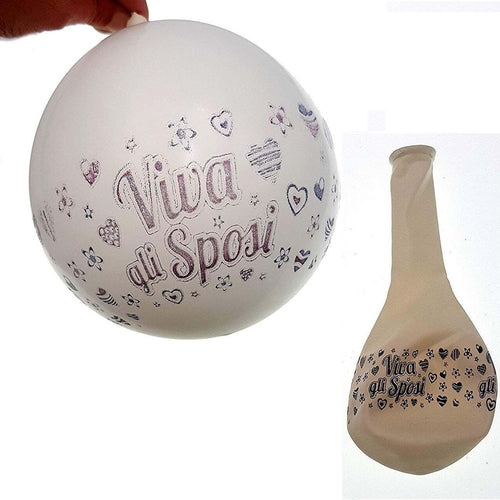 Set-12-Pezzi-Palloncini-Palloncino-Viva-Gli-Sposi-Bianco-Festoni-Decorazione
