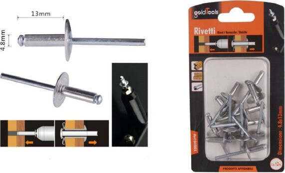 Set-12-Pezzi-Rivetti-Rivetto-4.8-X-13mm-Accessori-Per-Bricolage-Ferramenta-94981