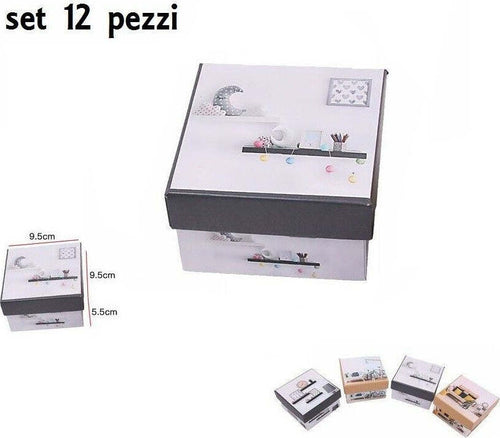 Set 12 Pezzi Scatola Box Confezione Regalo Quadrate Fantasia 9.5x9.5x5.5cm Casa, arredamento e bricolage > Arredamento > Portaoggetti Trade Shop italia - Napoli, Commerciovirtuoso.it