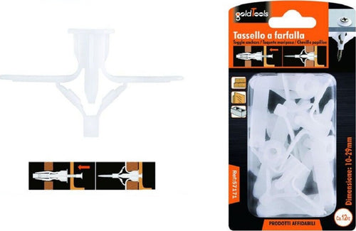 Set 12 Pezzi Tasselli Tassello A Farfalla Espansione A Molla 10-29mm Viti 57171 Fai da te/Ferramenta/Chiodi viti ed elementi di fissaggio/Tasselli/Tasselli a espansione Trade Shop italia - Napoli, Commerciovirtuoso.it