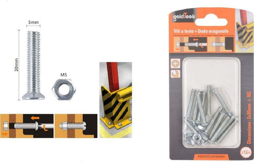 Set 12 Pezzi Viti Vite Testa A Croce Piatta 5x30 Mm Con Dado Esagonale M5 90940 Fai da te/Ferramenta/Chiodi viti ed elementi di fissaggio/Viti/Viti a spalla Trade Shop italia - Napoli, Commerciovirtuoso.it
