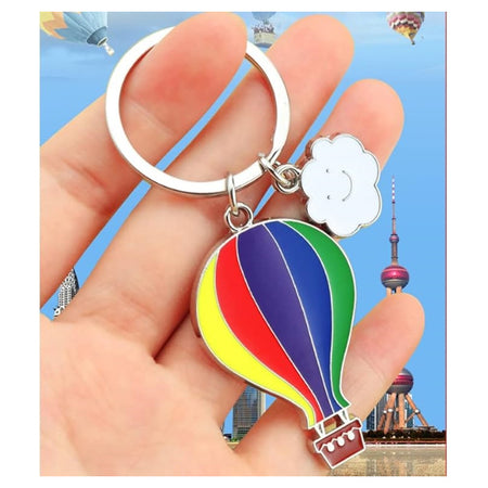 Set 12 Portachiavi Ciondolo A Mongolfiera In Metallo Compleanno Bomboniere Multicolore