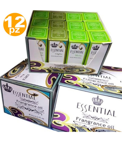 Set 12 Profumatori Ambiente Ricarica Oli Essenziali Aromaterapia Profumo 10ml