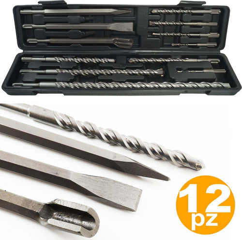 SET 12 PUNTE PER TRAPANO MARTELLO PNEUMATICO PUNTALI PUNTA SCALPELLI SDS PLUS Fai da te/Utensili elettrici e a mano/Accessori per utensili elettrici/Set punte per trapani Trade Shop italia - Napoli, Commerciovirtuoso.it