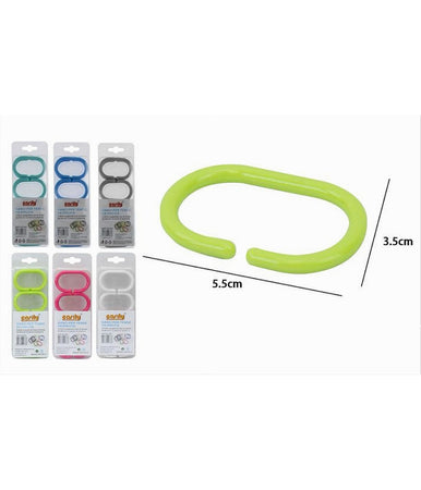 Set 12 Pz Anelli Gancio Per Tenda Da Doccia Box Bagno Colorati In Plastica 52763