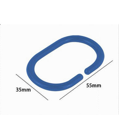 Set 12 Pz Anelli Gancio Per Tenda Da Doccia Box Bagno In Plastica Pp Blu 87240