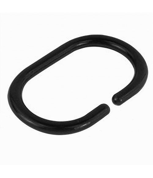 Set 12 Pz Anelli Gancio Per Tenda Da Doccia Box Bagno In Plastica Pp Nero 87239