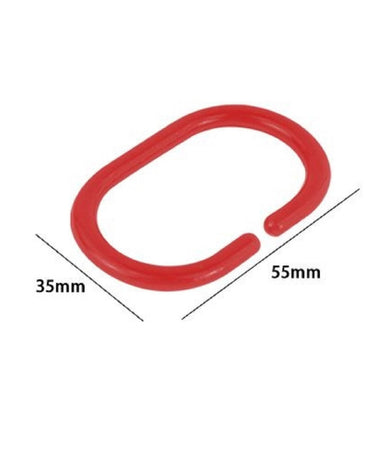 Set 12 Pz Anelli Gancio Per Tenda Da Doccia Box Bagno In Plastica Pp Rosso 87241