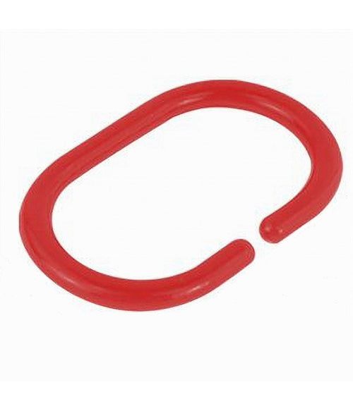 Set 12 Pz Anelli Gancio Per Tenda Da Doccia Box Bagno In Plastica Pp Rosso 87241