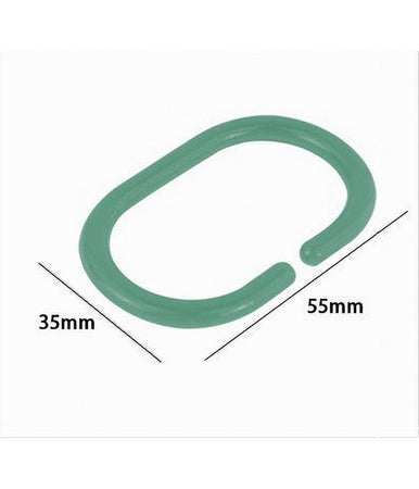 Set 12 Pz Anelli Gancio Per Tenda Da Doccia Box Bagno In Plastica Pp Verde 87242