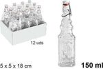 Set 12 Pz Bottiglie In Vetro Quadrata Decorata Con Tappo Meccanico 150 Ml 108008 Casa, arredamento e bricolage > Cucina > Bottiglie e Brocche Trade Shop italia - Napoli, Commerciovirtuoso.it