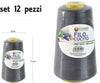 Set-12-Pz-Filati-A-Cono-Filo-Poliestere-Cucito-3000y-40s/2-Grigio-Cotone--19