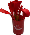 Set 12 pz utensili da cucina in silicone e legno naturale rosso Casa e cucina/Utensili da cucina/Cucchiai palette e spatole/Cucchiai da cucina Led Mall Home - Napoli, Commerciovirtuoso.it