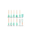 Set 12 Utensili Da Cucina In Silicone Con Manico Legno Antiaderenti Resistenti