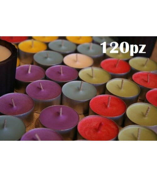 Set 120 Pezzi Candele Colorate Assortite Profumate Fragranza Tealight Lumini