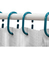 Set 12pz Anelli Ganci Per Tenda Da Doccia Box Bagno In Plastica Pp Azzurro 87245