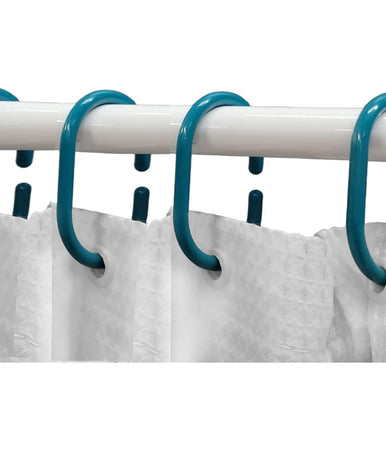 Set 12pz Anelli Ganci Per Tenda Da Doccia Box Bagno In Plastica Pp Azzurro 87245