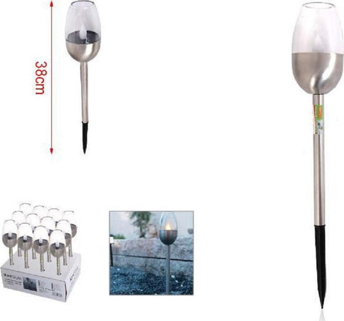 Set 12pz Lampada A Luce Solare Led 38 Cm Con Picchetto Da Giardino Torce 2002998 Illuminazione/Illuminazione per esterni/Luci per sentieri Trade Shop italia - Napoli, Commerciovirtuoso.it