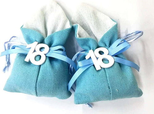 Set 12pz Sacchetto Azzurro Numero 18 Anni Juta 10x13cm Bomboniera Portaconfetti Casa e cucina/Hobby creativi/Materiali per hobby creativi/Forniture per feste/Bomboniere Trade Shop italia - Napoli, Commerciovirtuoso.it
