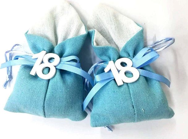 Set 12pz Sacchetto Azzurro Numero 18 Anni Juta 10x13cm Bomboniera Portaconfetti Casa e cucina/Hobby creativi/Materiali per hobby creativi/Forniture per feste/Bomboniere Trade Shop italia - Napoli, Commerciovirtuoso.it