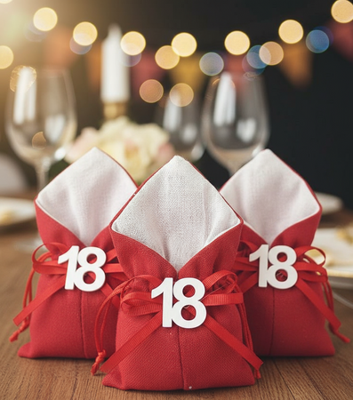 Set 12pz Sacchetto Colorato Numero 18 Anni Juta 10x13cm Bomboniera Portaconfetti