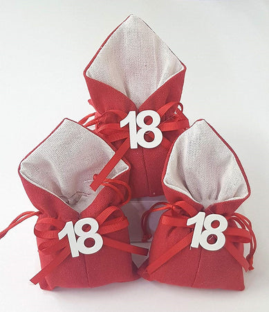 Set 12pz Sacchetto Rosso Numero 18 Anni Juta 10x13cm Bomboniera Portaconfetti Casa e cucina/Hobby creativi/Materiali per hobby creativi/Forniture per feste/Bomboniere Trade Shop italia - Napoli, Commerciovirtuoso.it