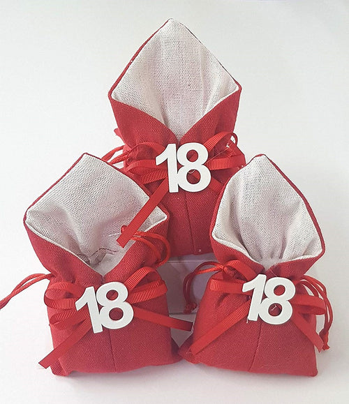 Set 12pz Sacchetto Rosso Numero 18 Anni Juta 10x13cm Bomboniera Portaconfetti Casa e cucina/Hobby creativi/Materiali per hobby creativi/Forniture per feste/Bomboniere Trade Shop italia - Napoli, Commerciovirtuoso.it